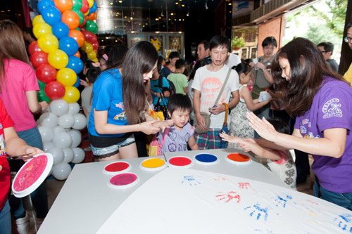 Handprints by participants in memory of their participation